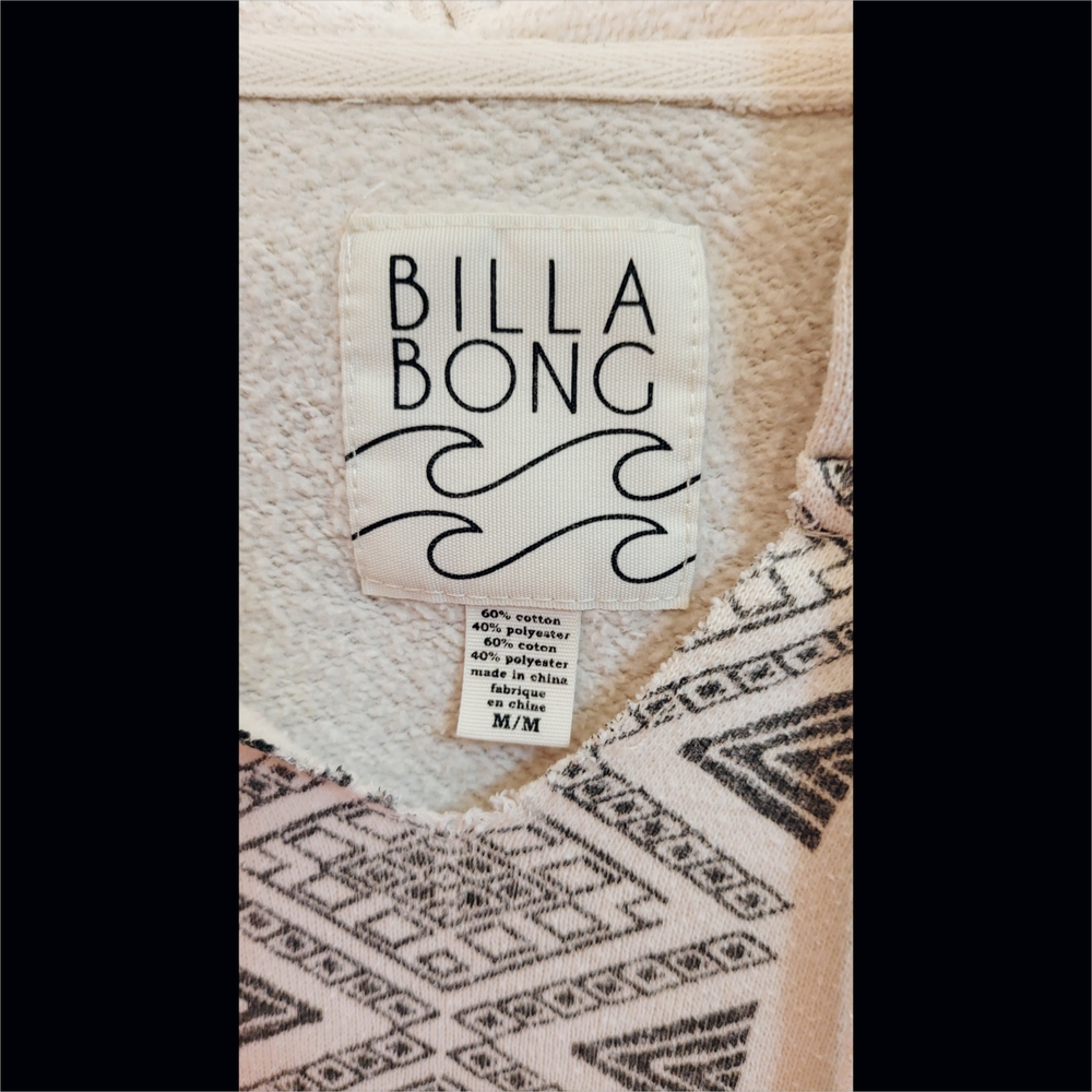 🌿Women's Billabong Tribal Print Off-White Hooded Sweatshirt - Medium - Picture 5 of 16